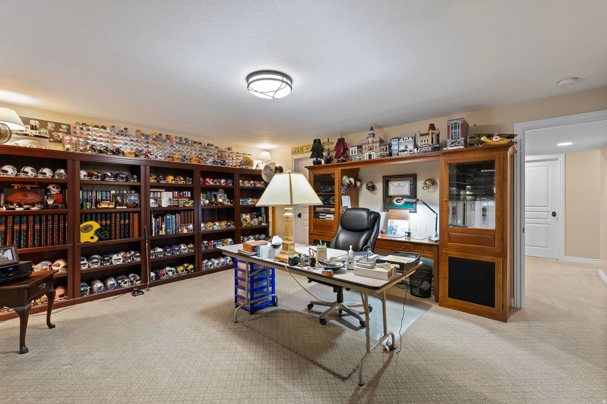 Office area with light carpet