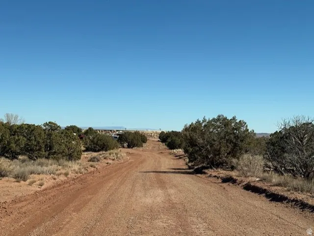 View of dirt / gravel road featuring a view of rural / pastoral area