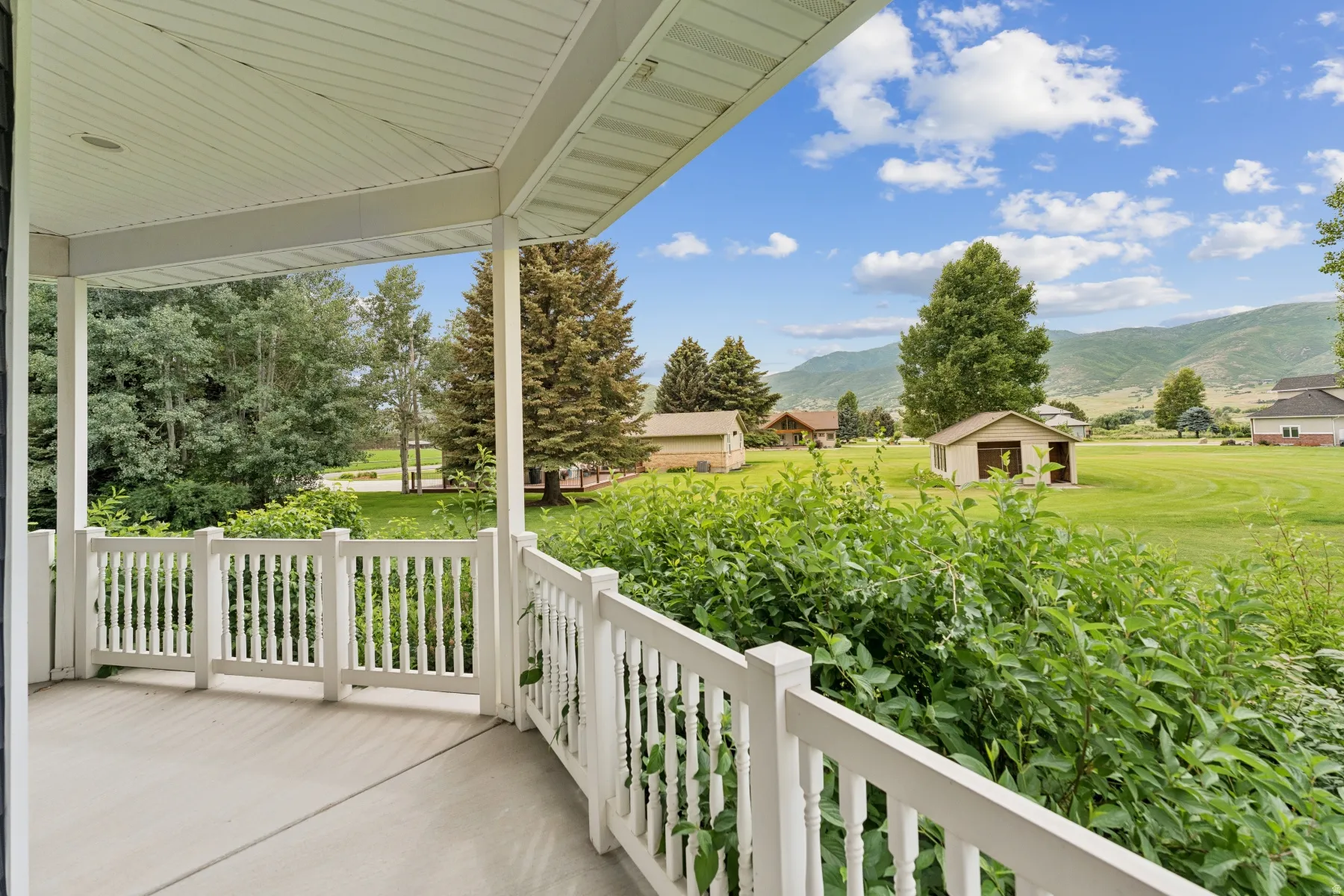 Balcony with a mountain view