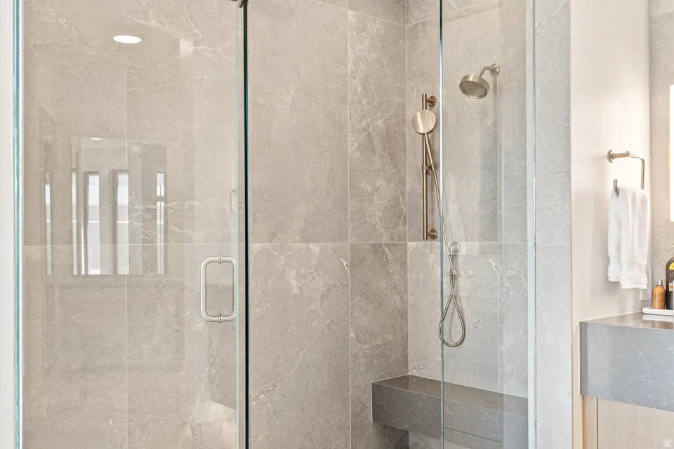 Bathroom with a stall shower