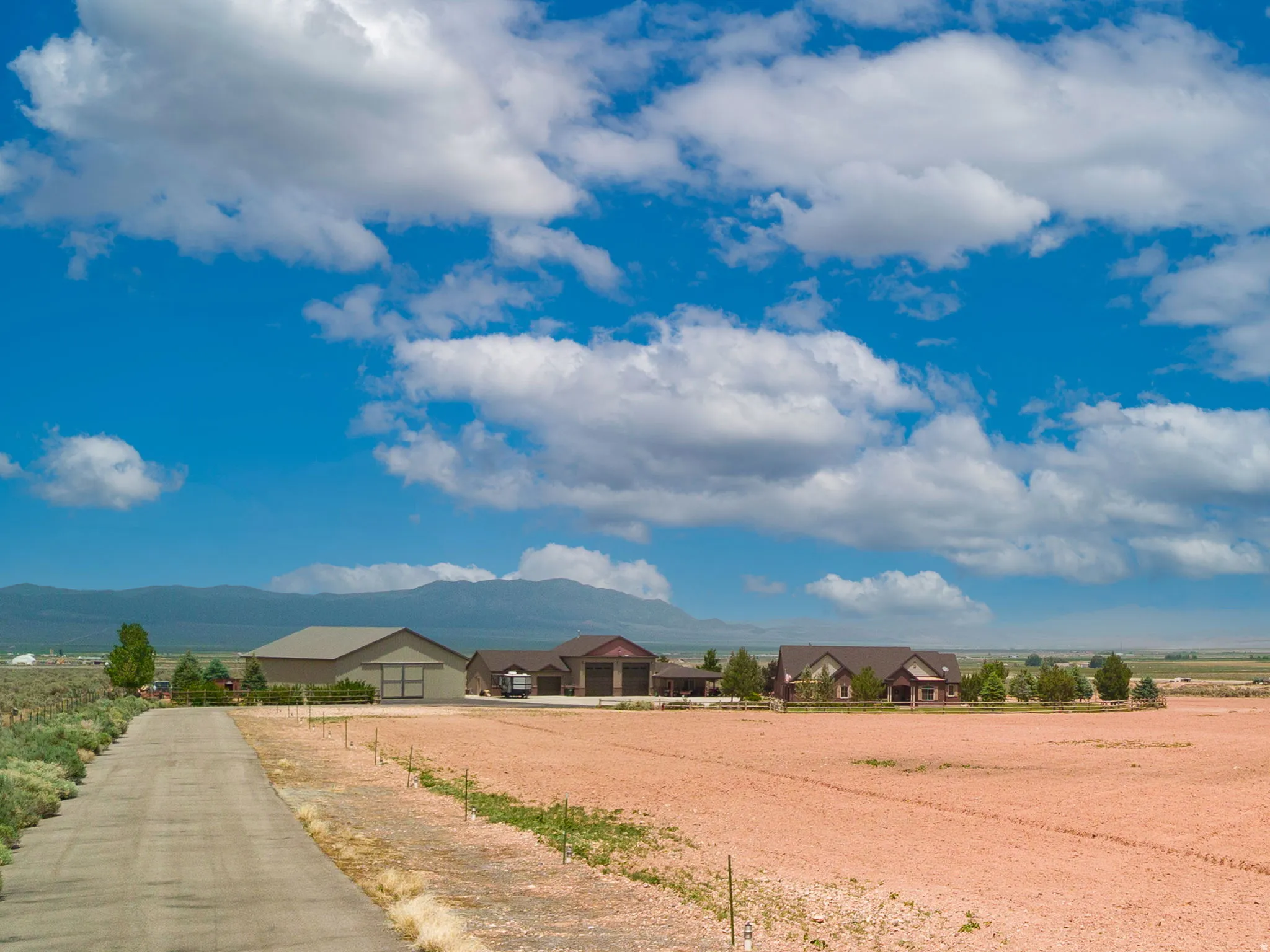 Mountain view with rural landscape