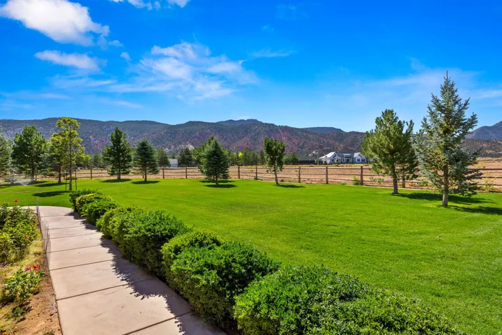 View of yard with a mountain view and a view of rural / pastoral area