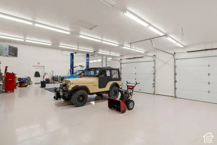 Garage with a heating unit