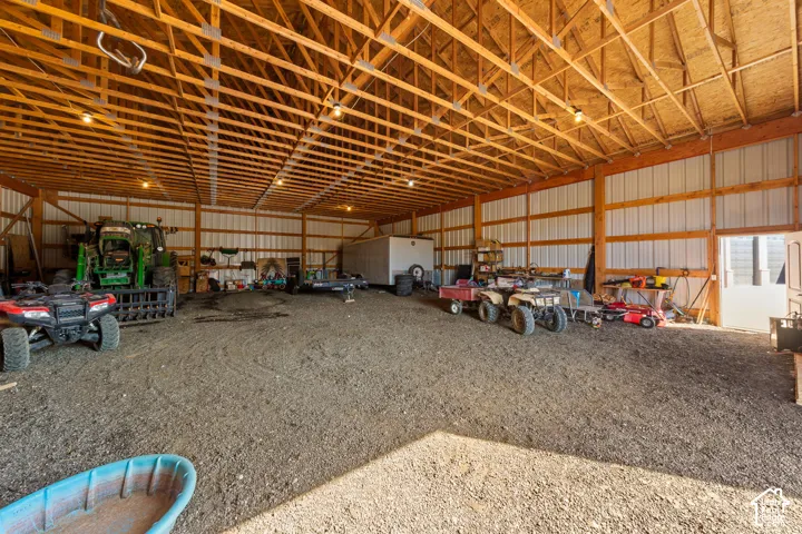 Garage with metal wall