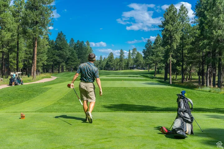Surrounding community with view of scattered trees and golf course view
