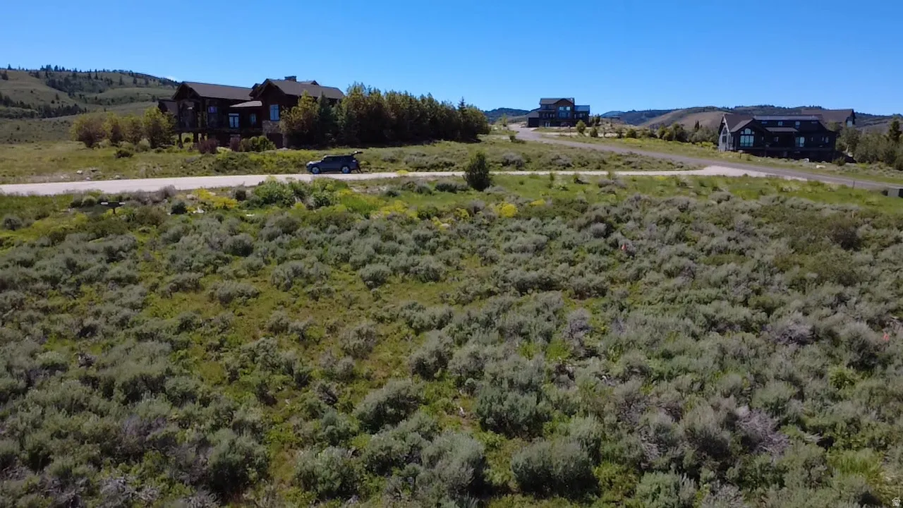 Expansive hillside property featuring natural shrubbery and a paved road
