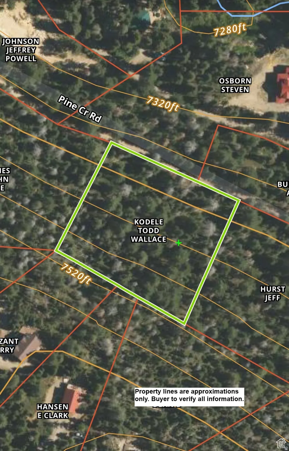 Aerial view of property's location featuring property parcel outlined