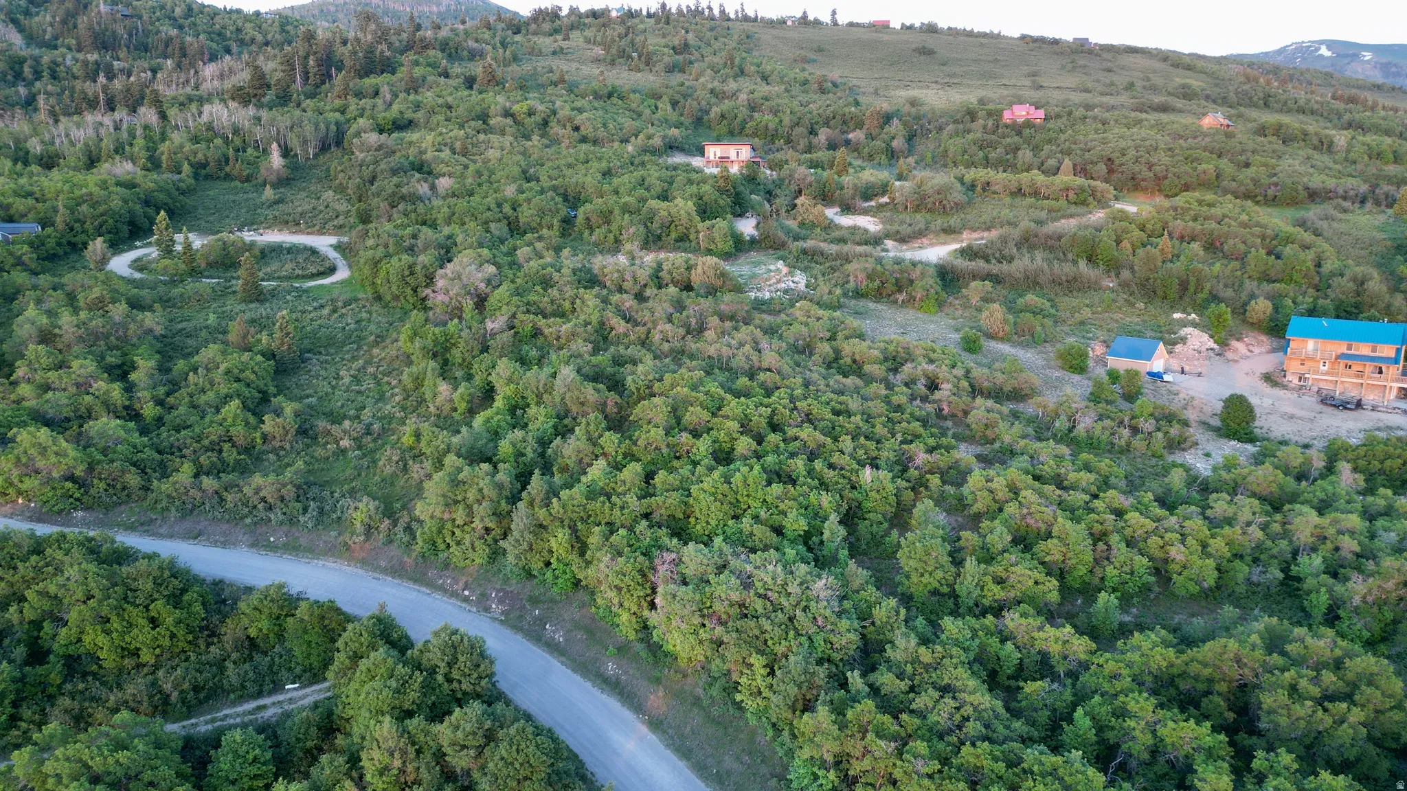 Aerial overview of property's location with a forest