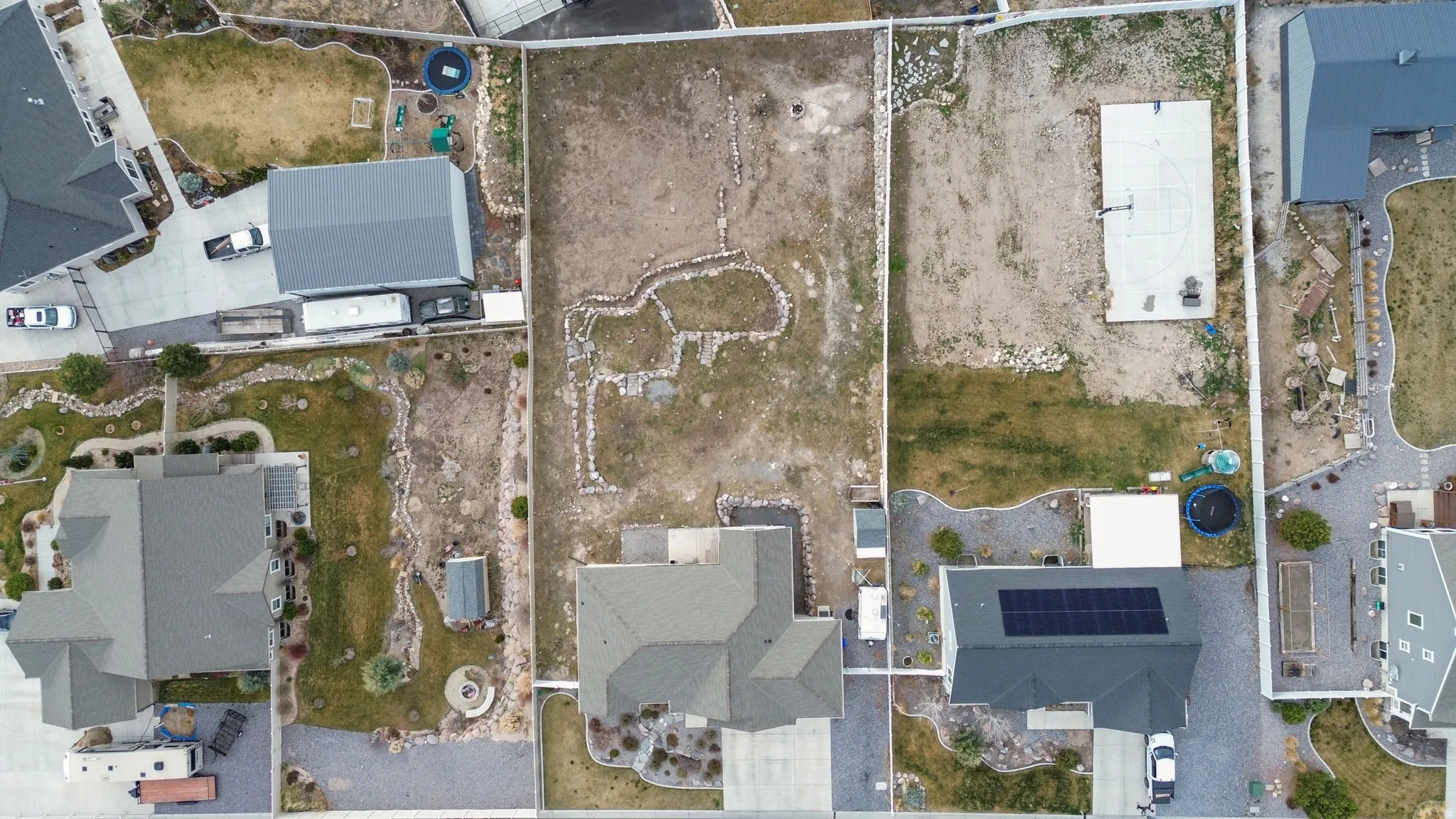 Aerial perspective of suburban area