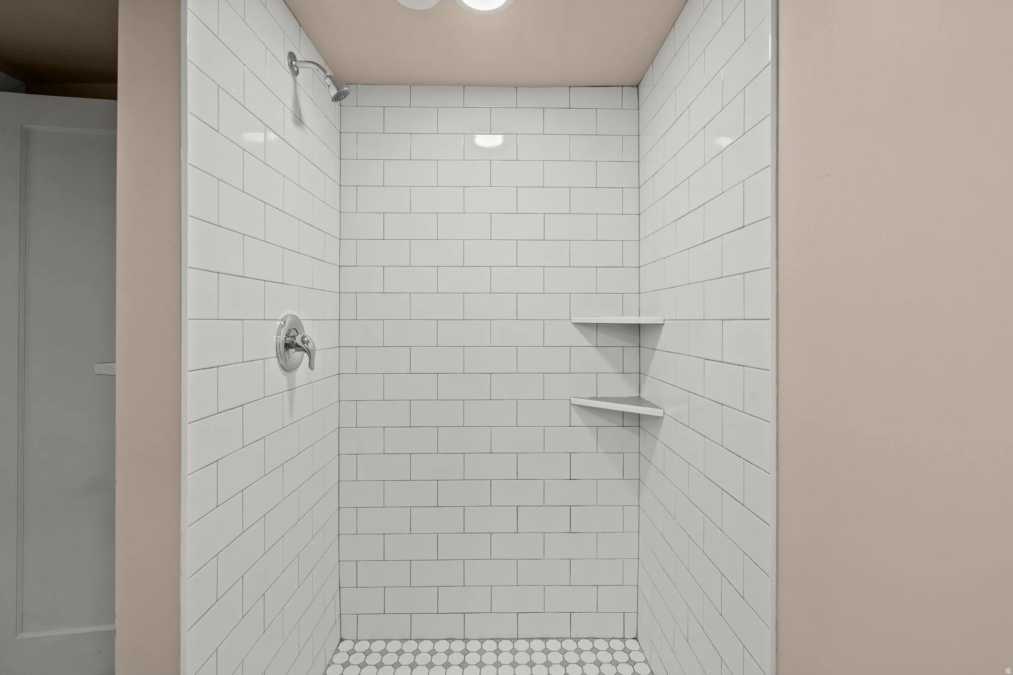 Full bath featuring a shower stall
