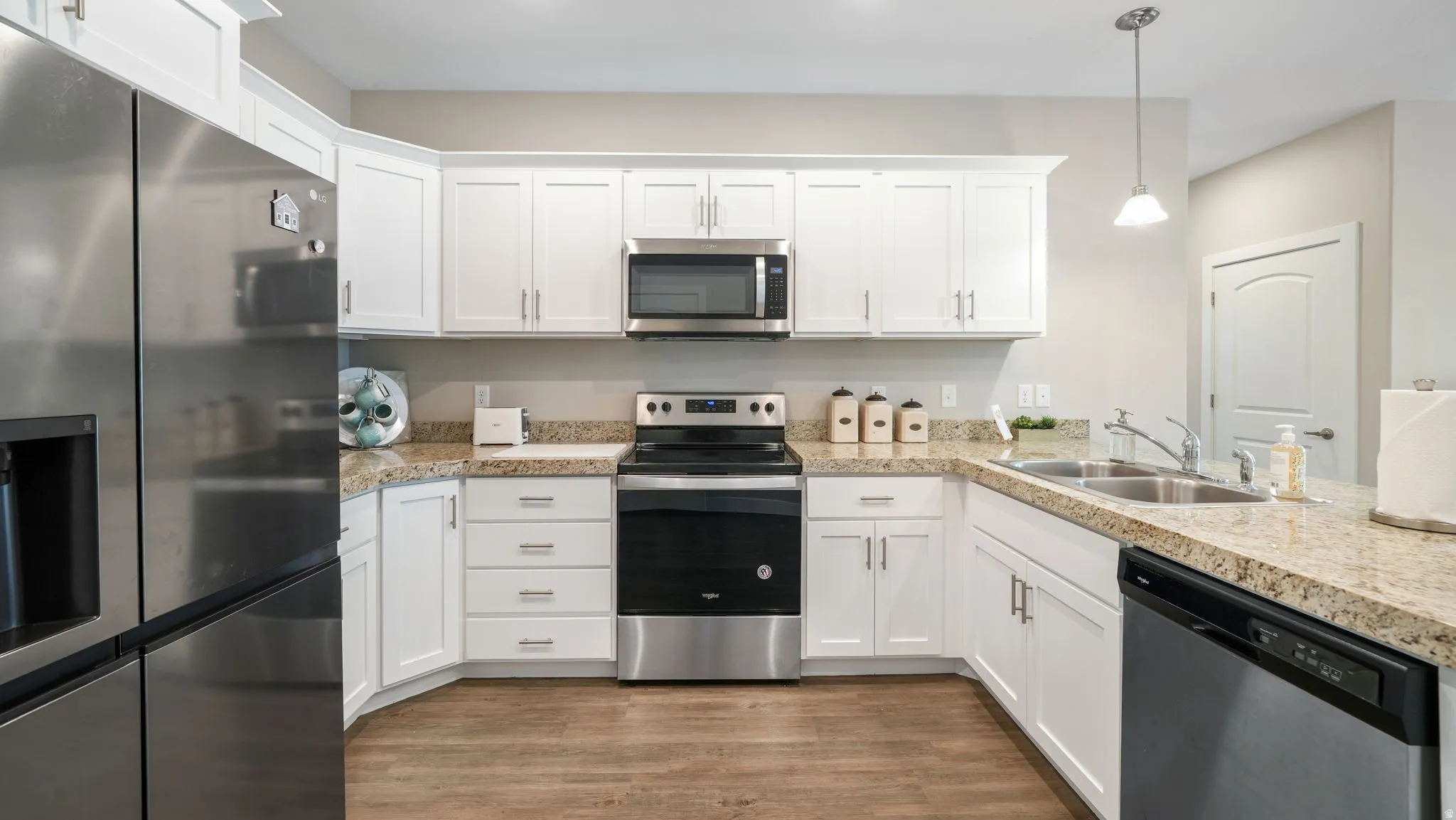 Kitchen with stainless steel appliances