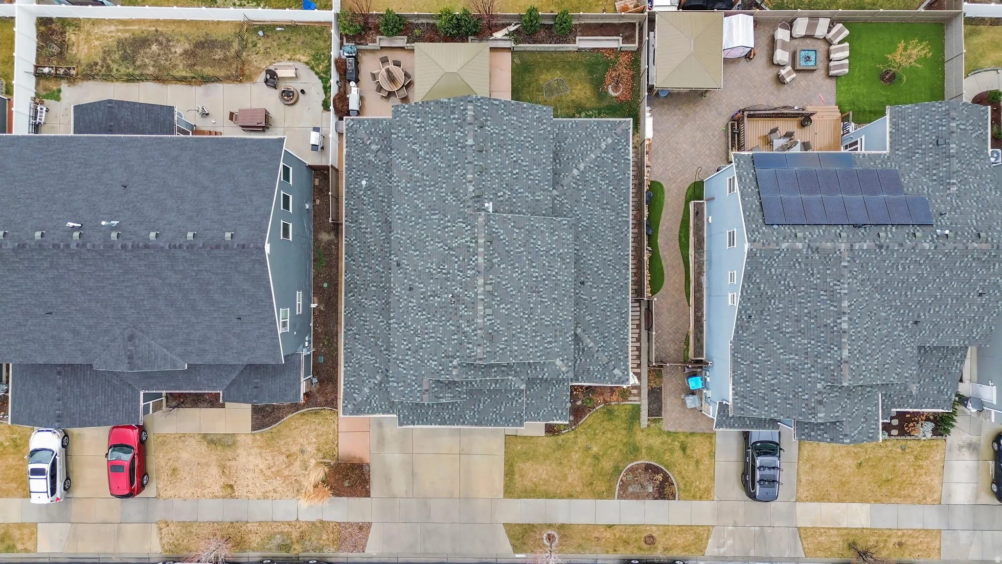 Aerial perspective of suburban area