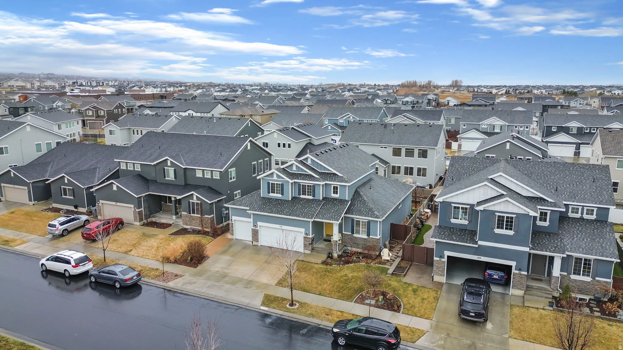 Aerial view of residential area