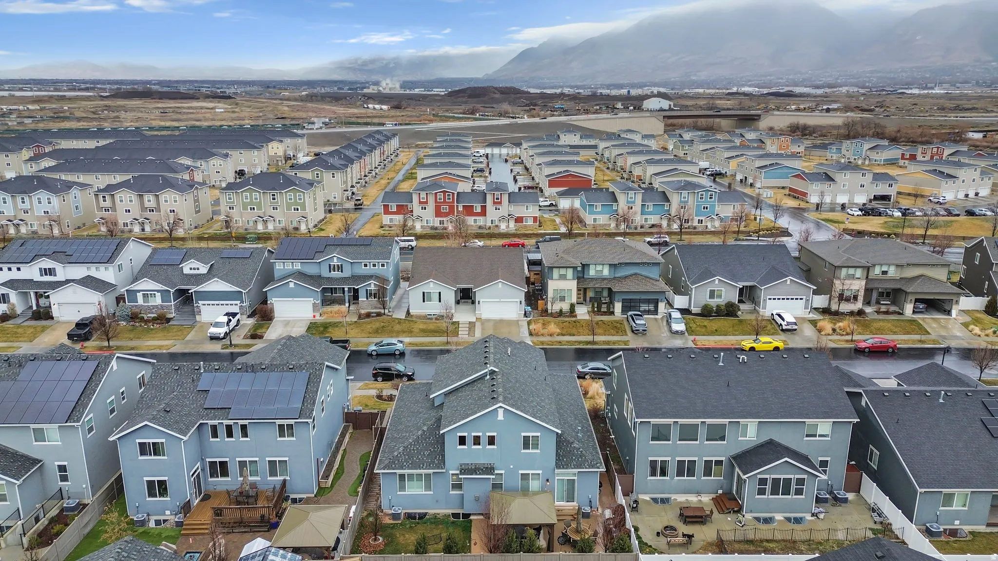Aerial view of residential area