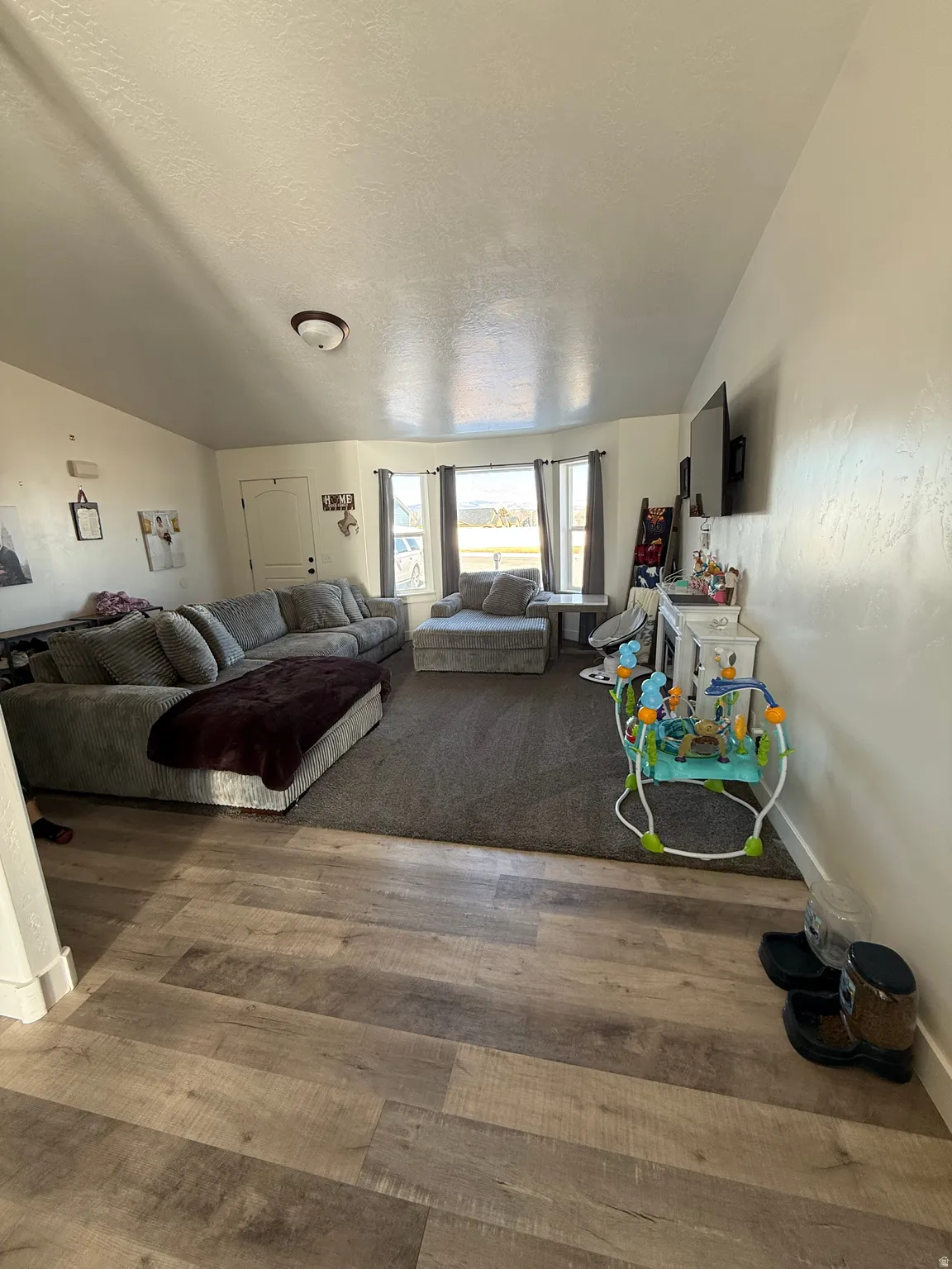Living room with wood finished floors