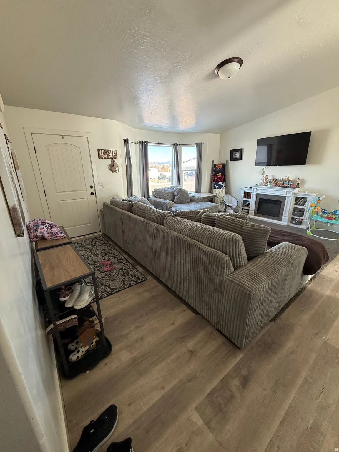 Living room featuring wood finished floors