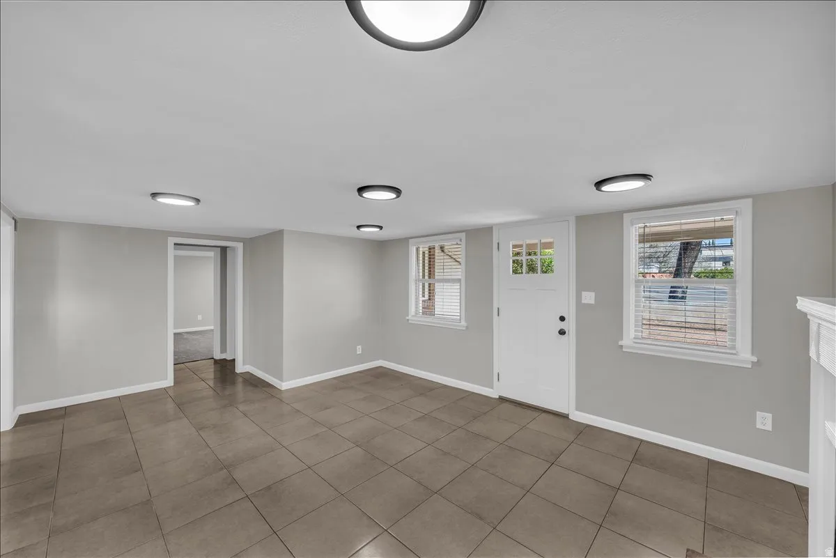 Basement unit entrance and living room