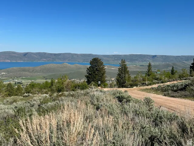 View of mountain background featuring a large body of water