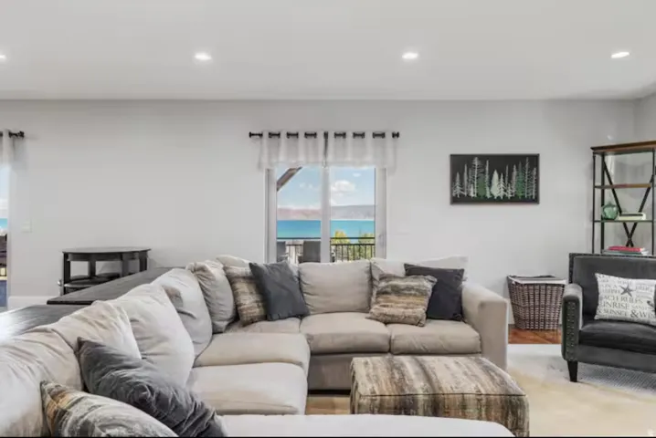 Living room with recessed lighting