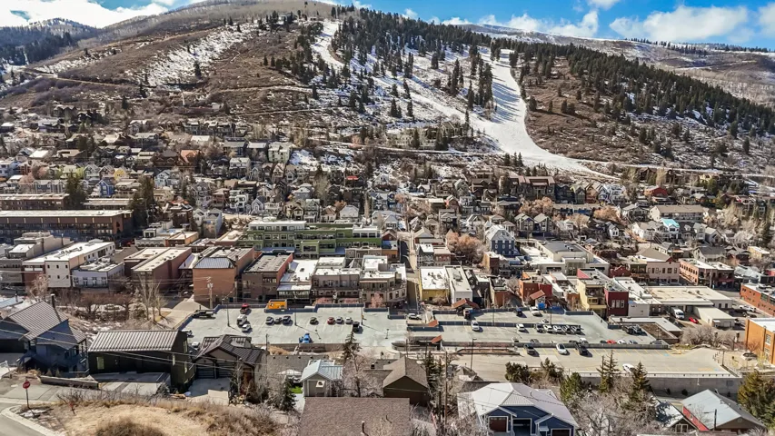 Aerial view of a mountain backdrop