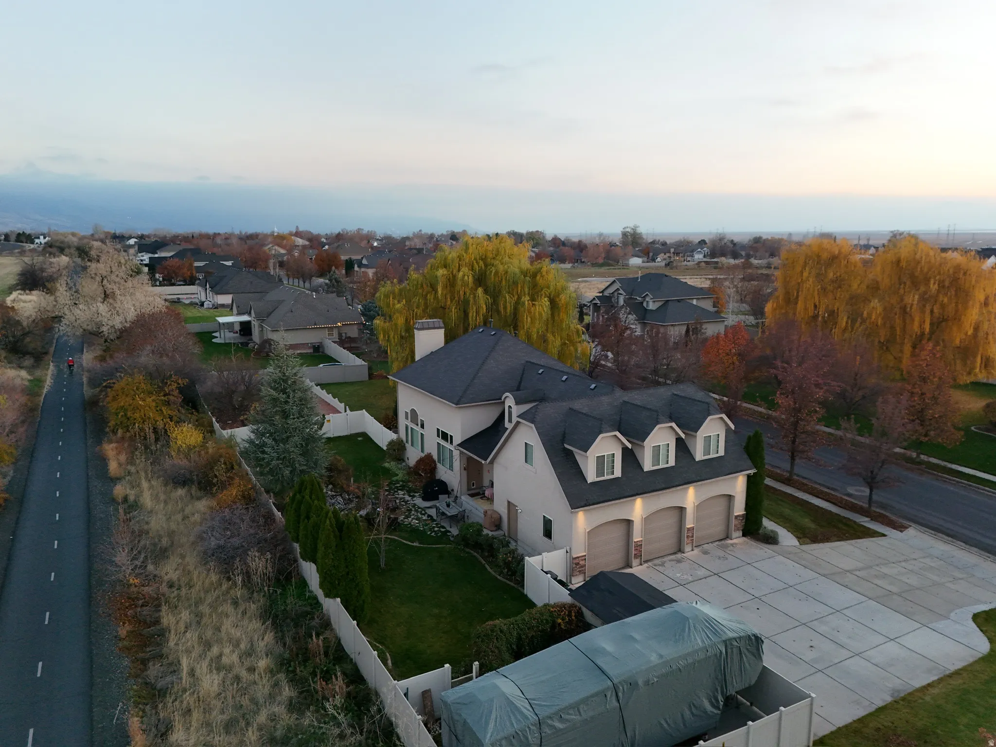 Aerial view of residential area