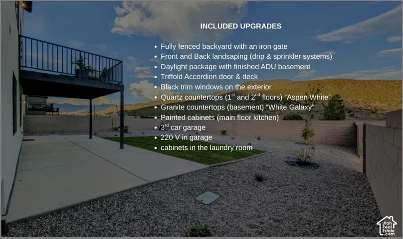 Property Specification Sheet. Detailing property enhancements and features