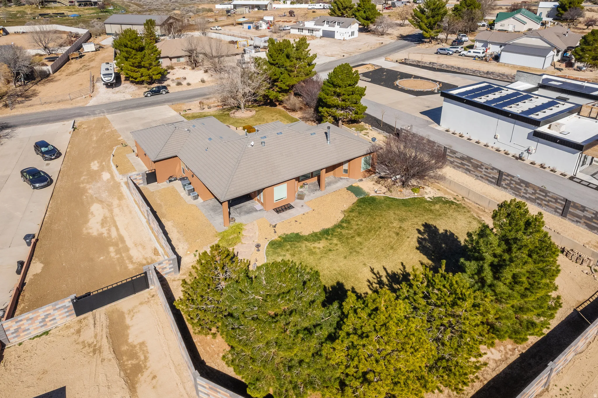 Aerial view of residential area