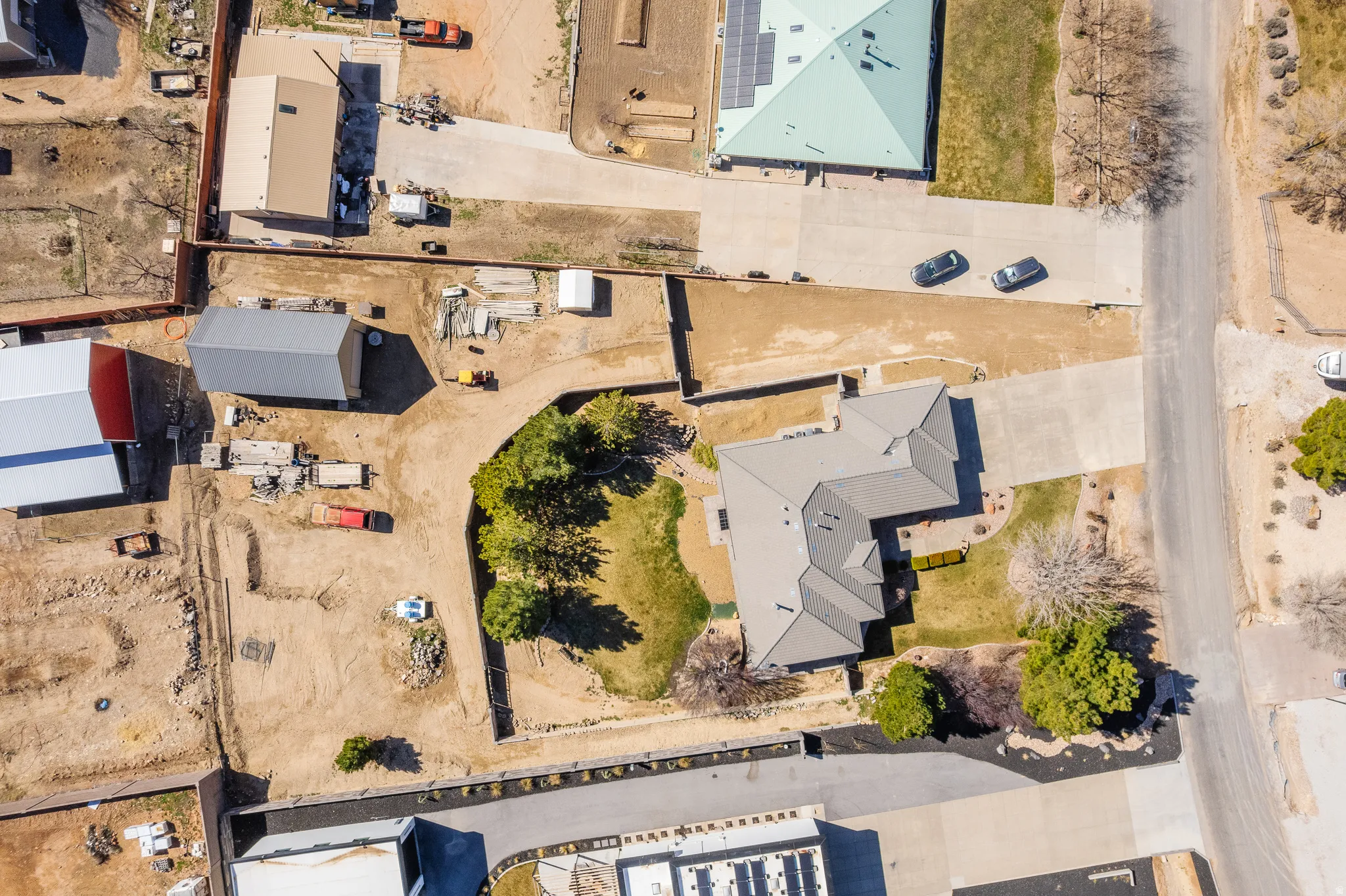 Aerial perspective of suburban area