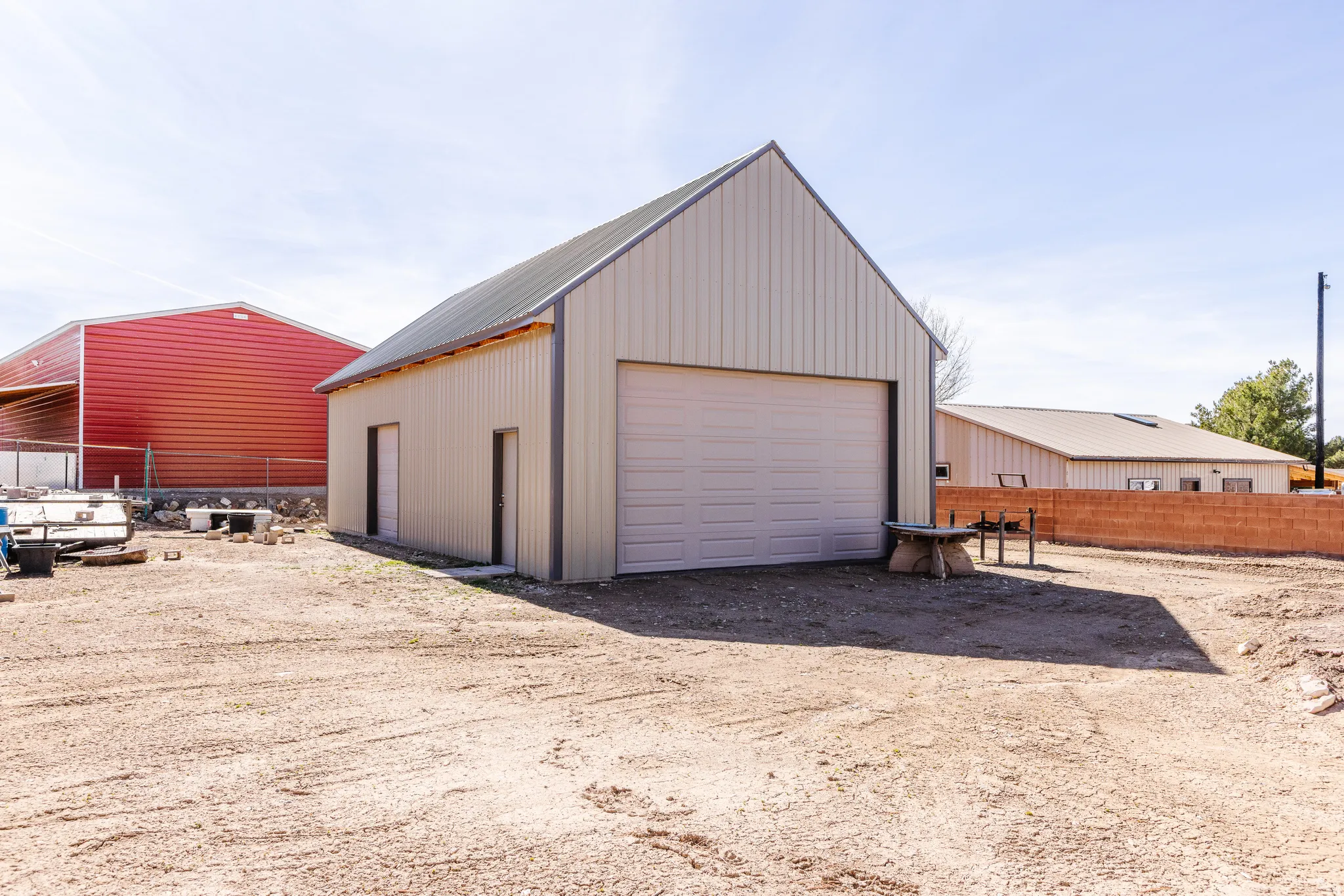 View of detached garage