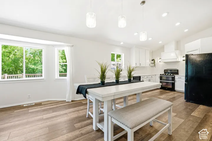 Dining and kitchen.