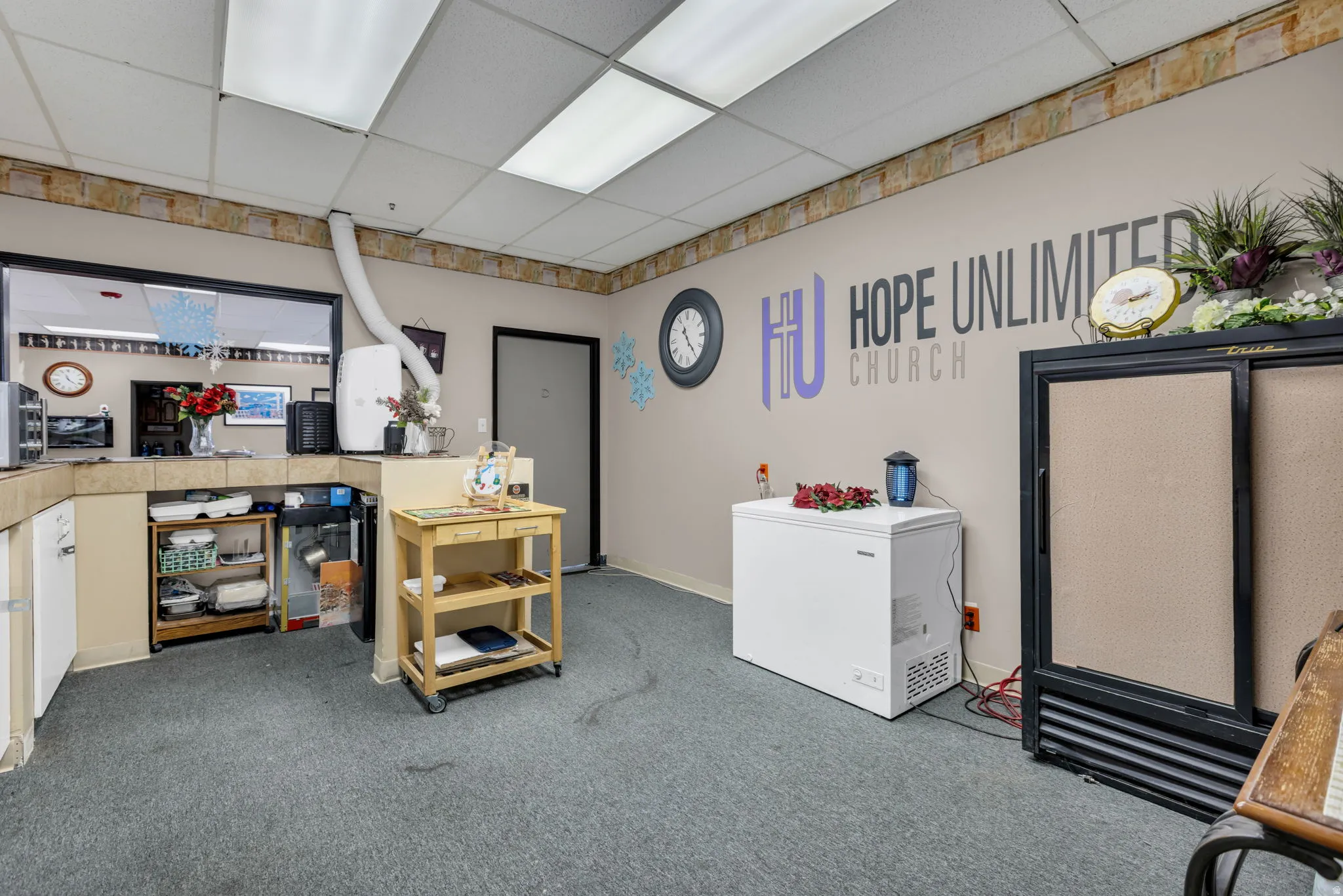 Office featuring a paneled ceiling