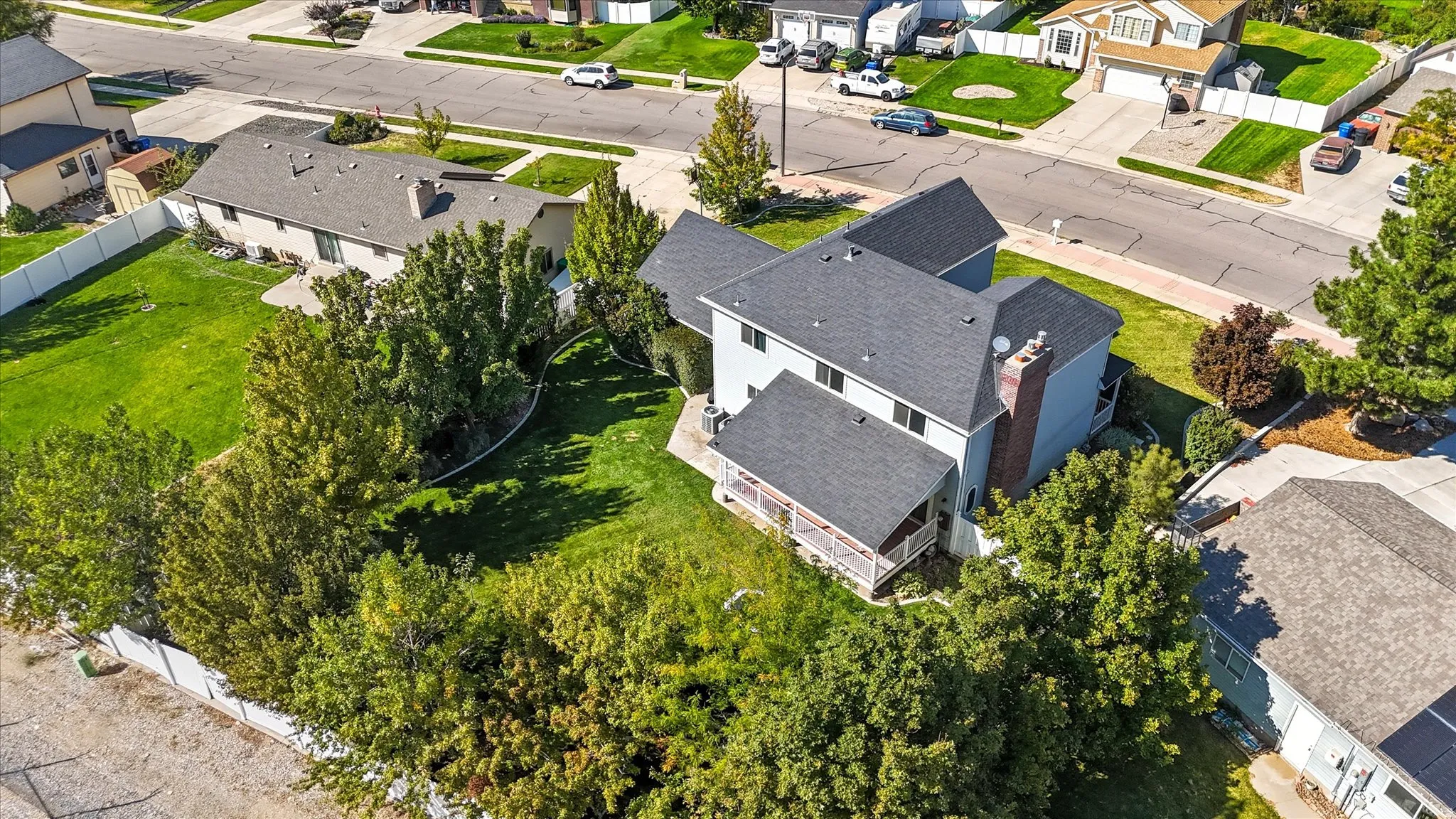Aerial perspective of suburban area
