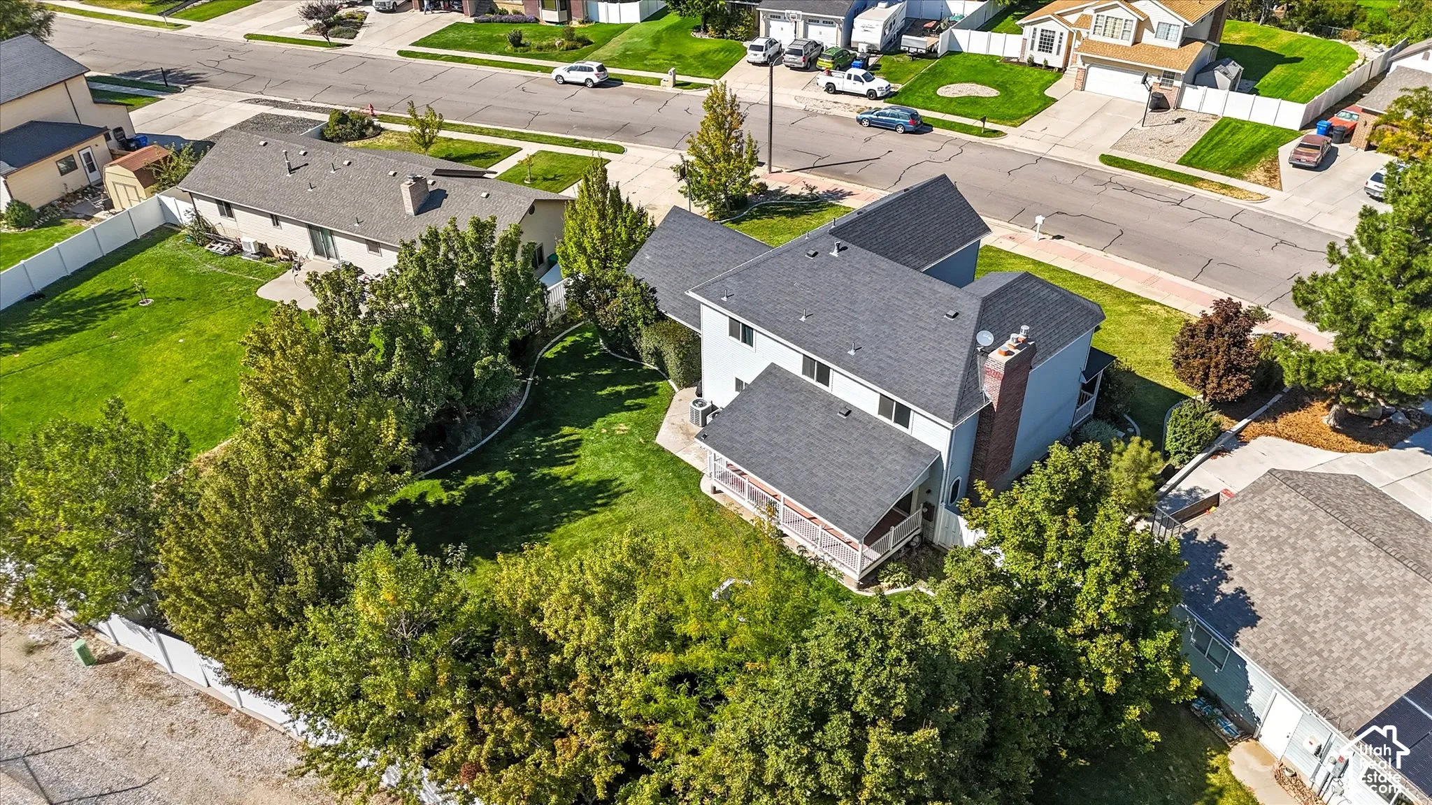 Aerial perspective of suburban area