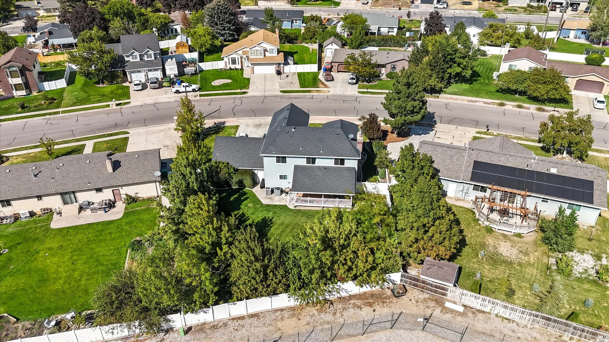 Aerial perspective of suburban area