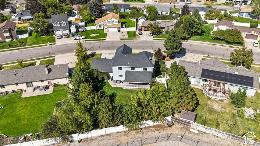 Aerial perspective of suburban area