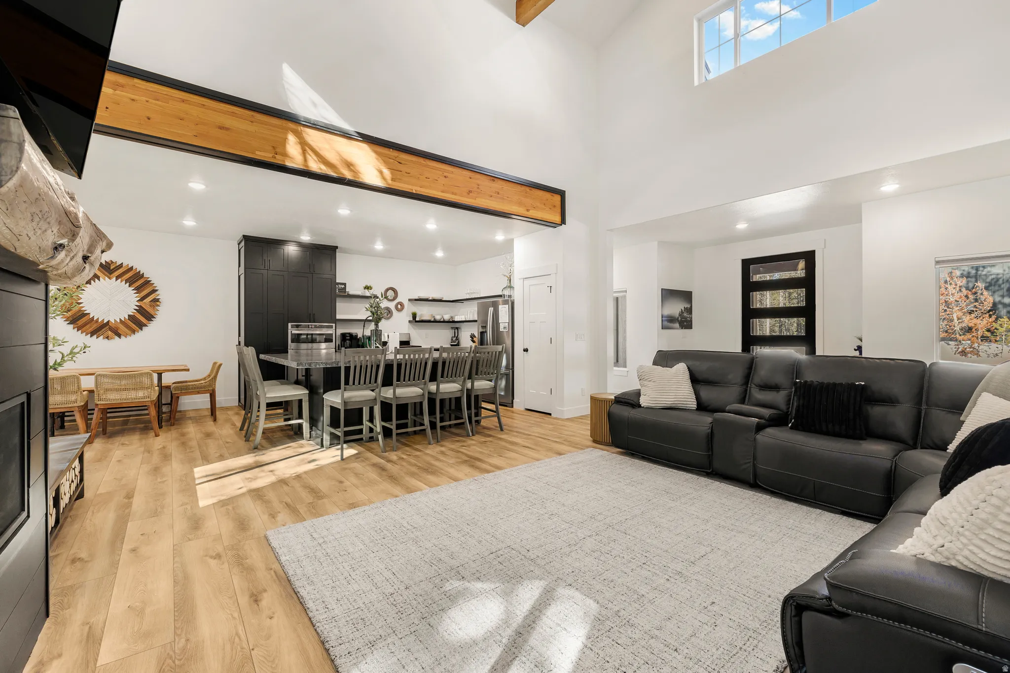 Living room featuring recessed lighting and light wood finished floors