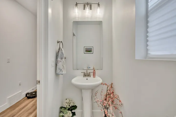 Bathroom with wood finished floors
