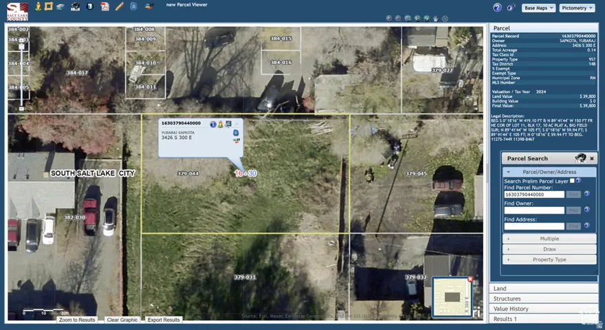 Aerial overview of property's location with property parcel outlined