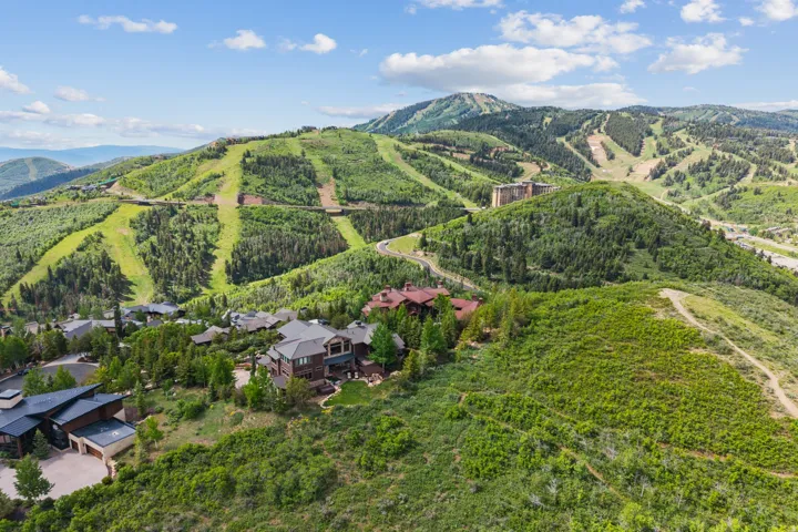 Aerial view of a mountain backdrop