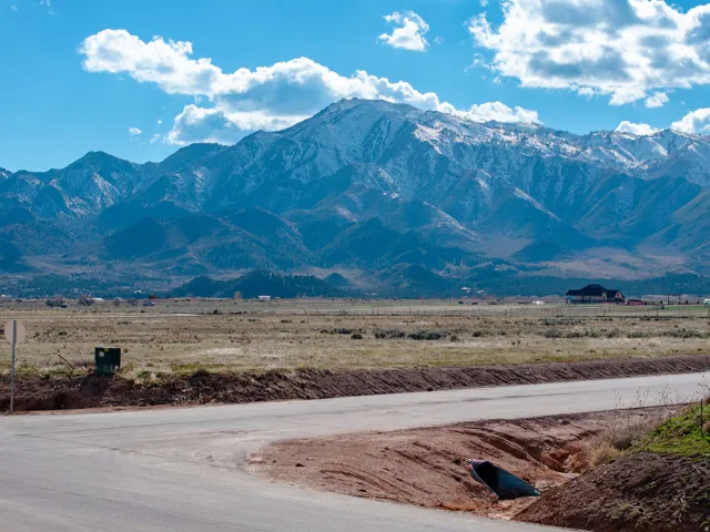 View of mountain background with rural landscape