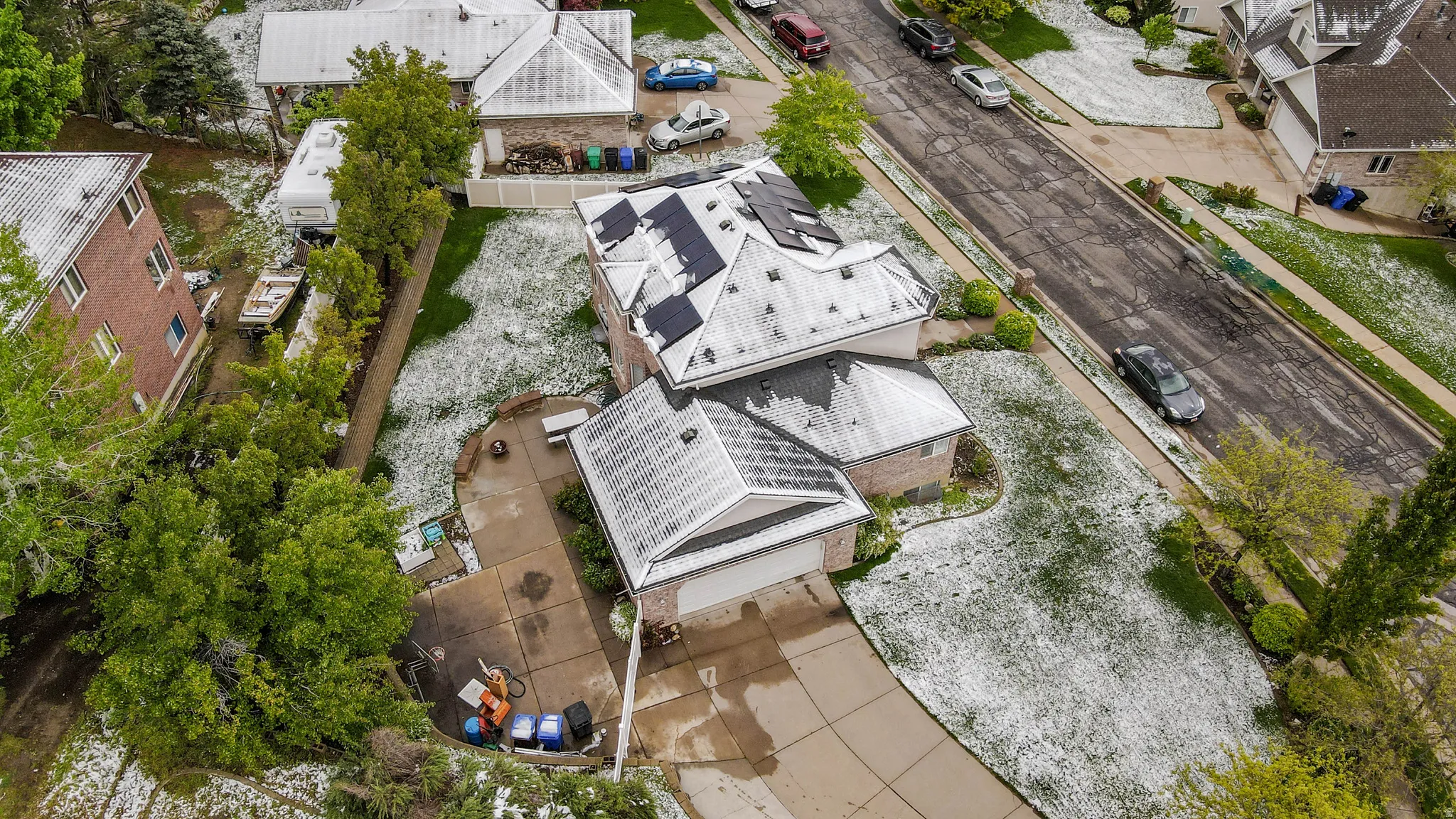 Aerial view of residential area