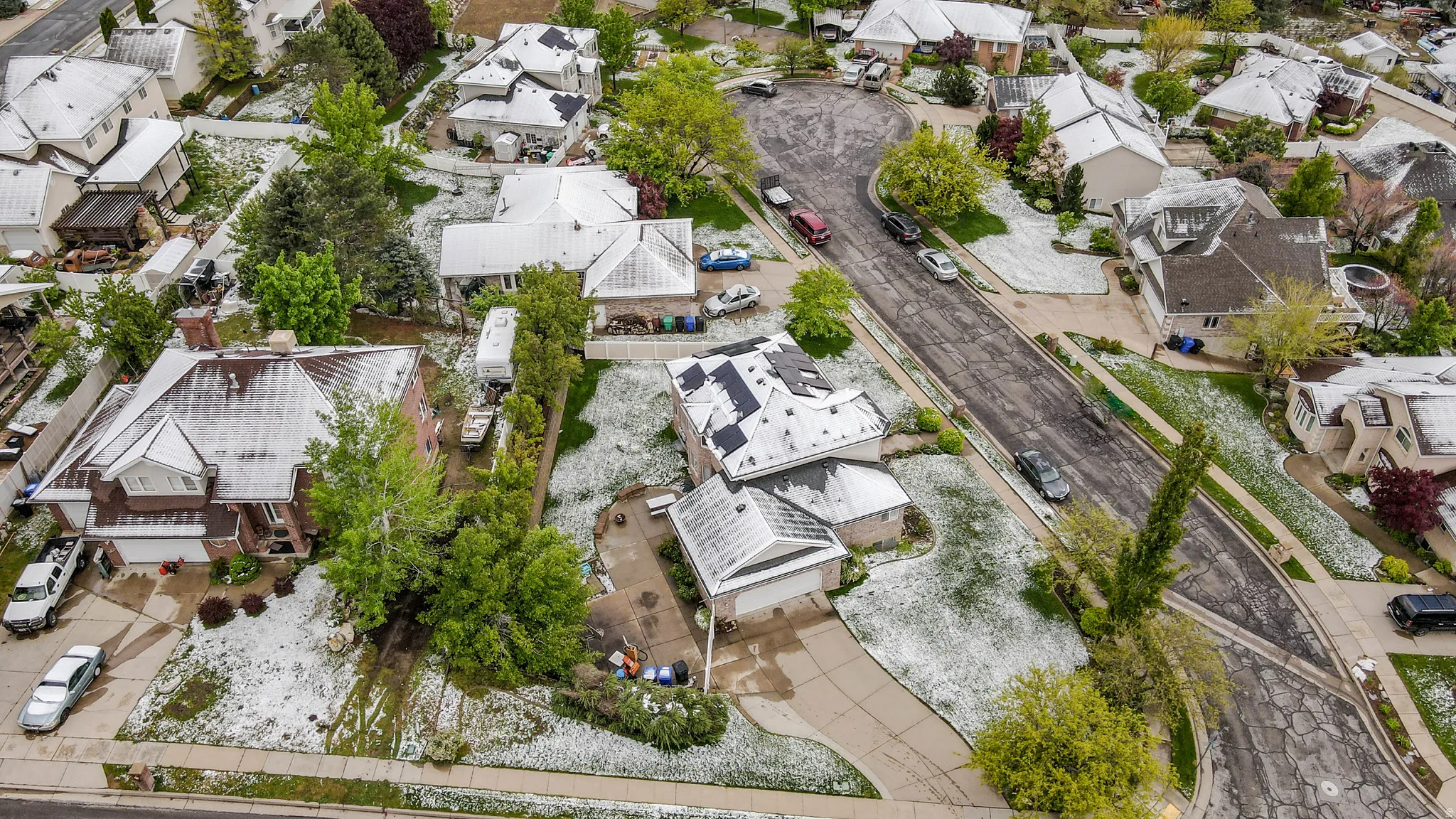 Aerial view of residential area