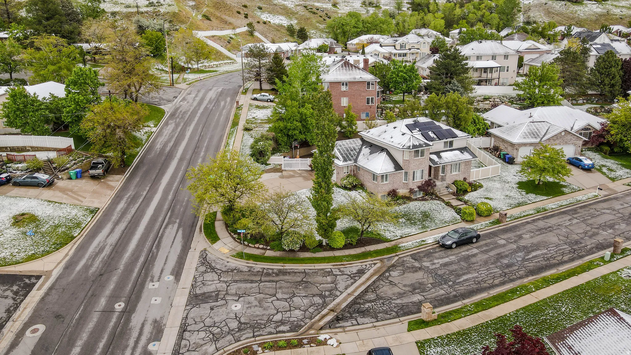 Aerial view of residential area