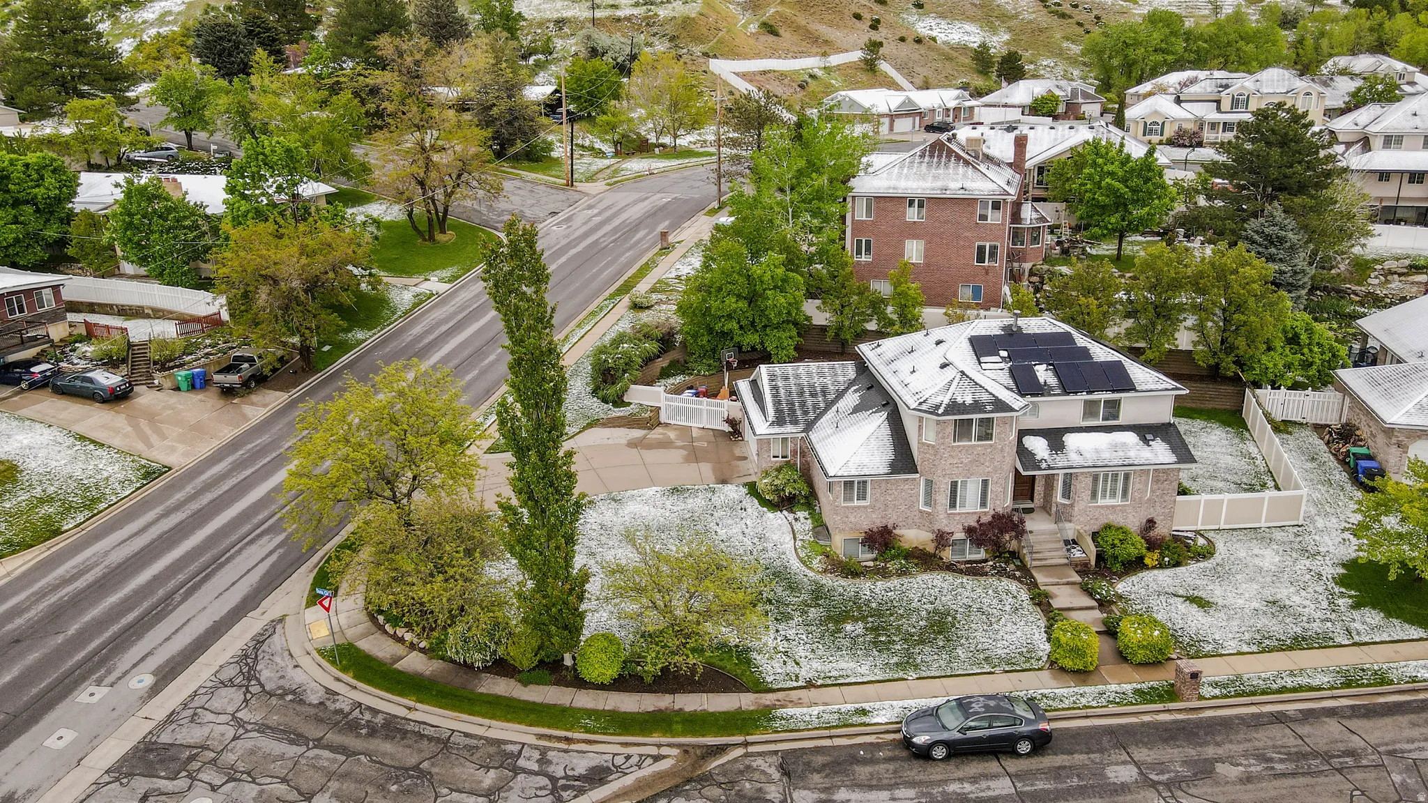 Aerial view of residential area