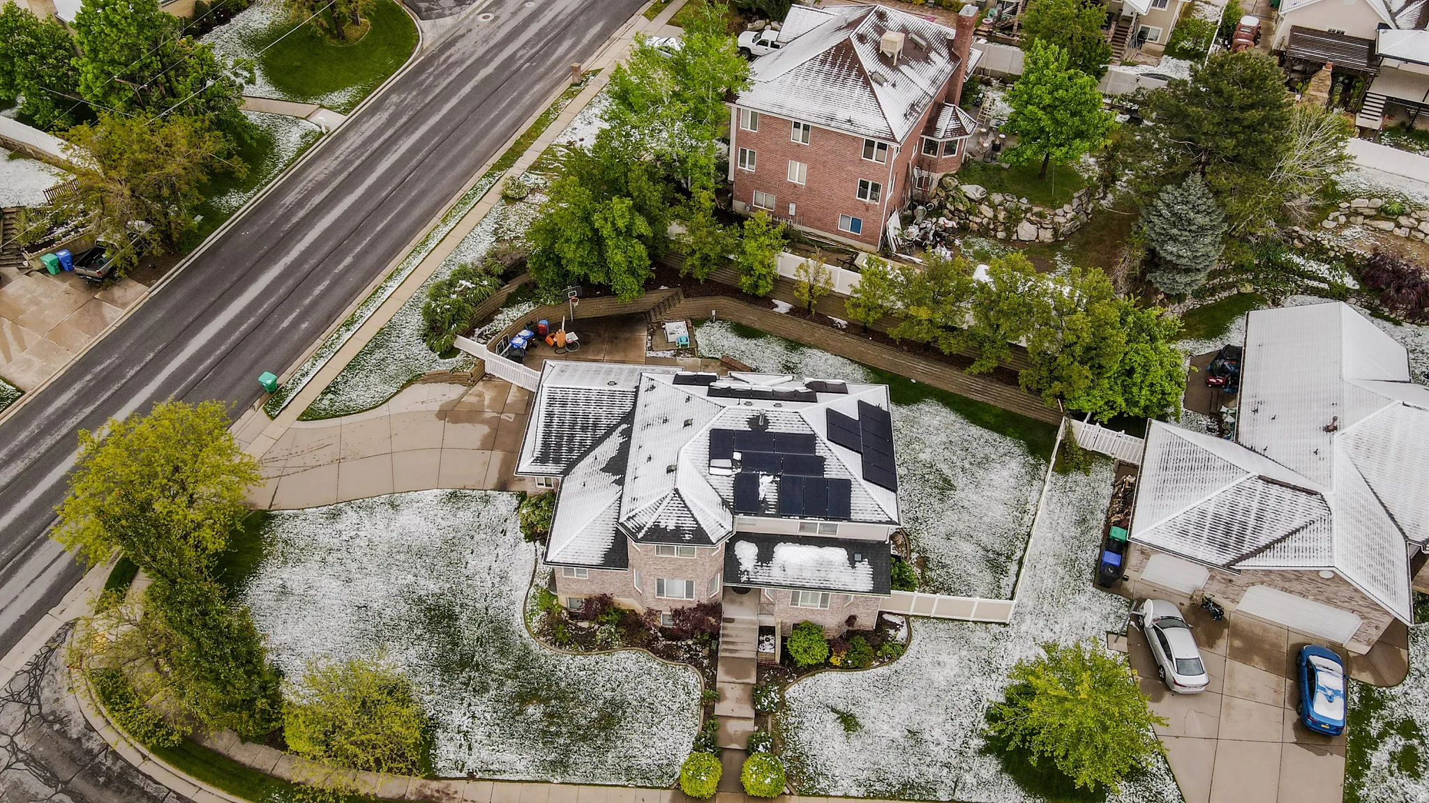 Aerial view of residential area