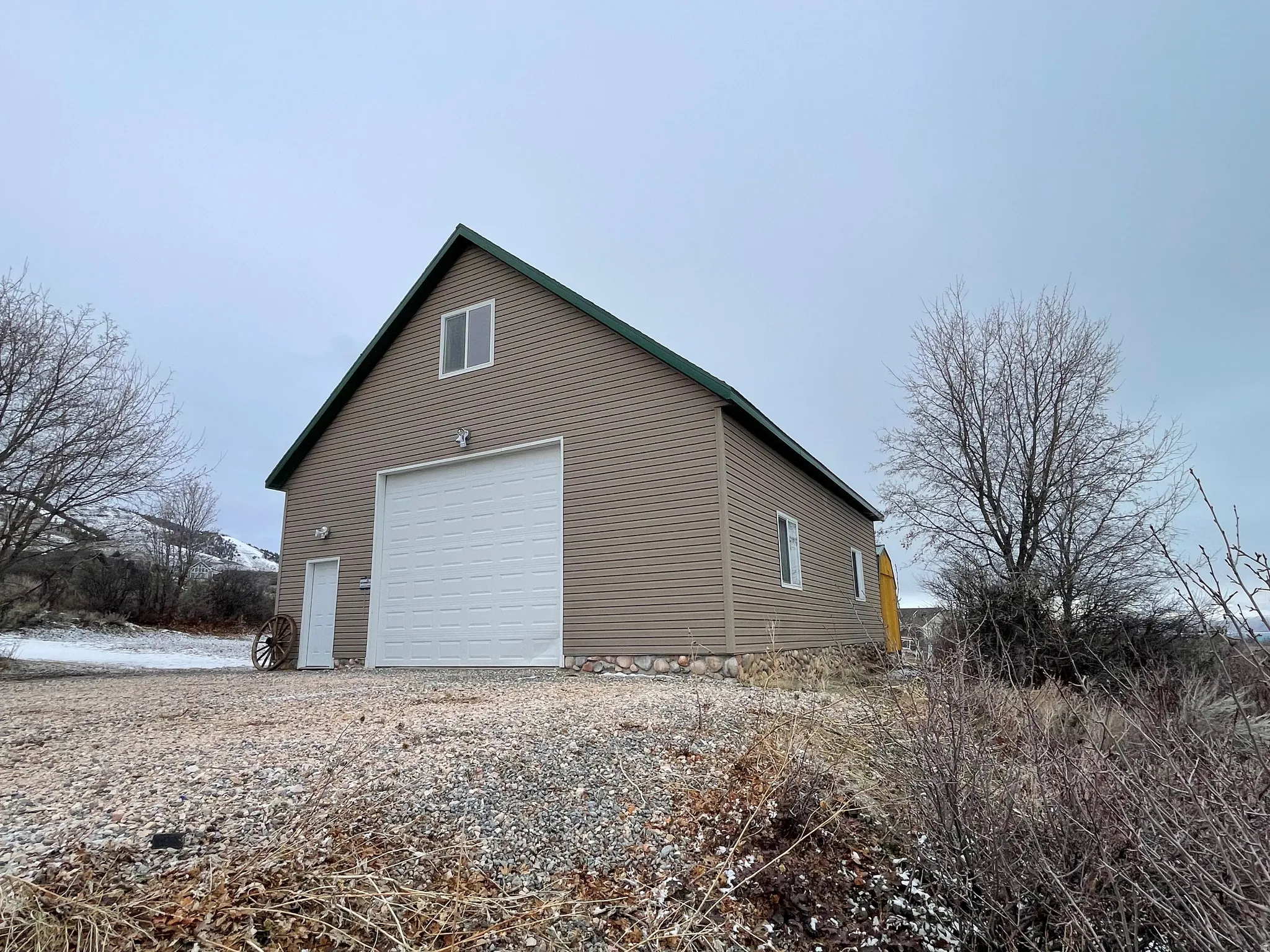 View of detached garage