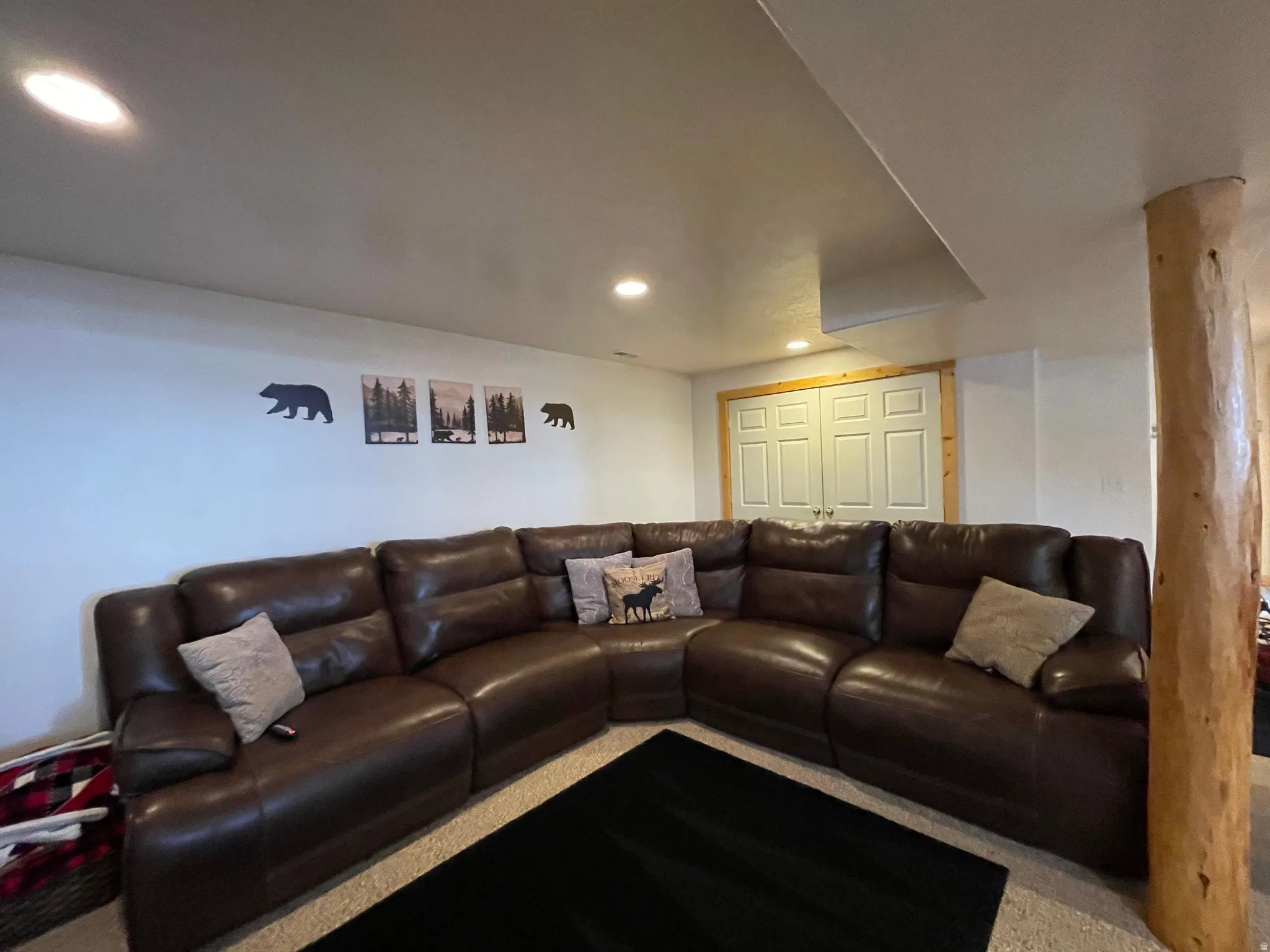 Living room with recessed lighting