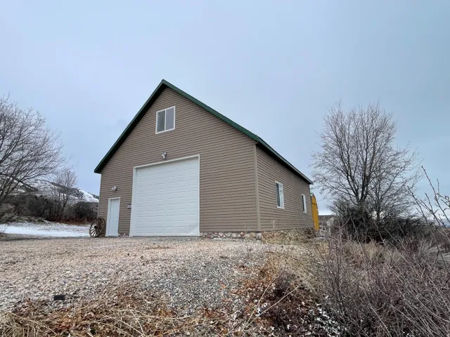 View of detached garage
