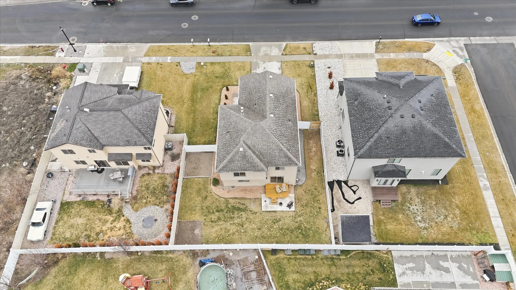 Aerial perspective of suburban area