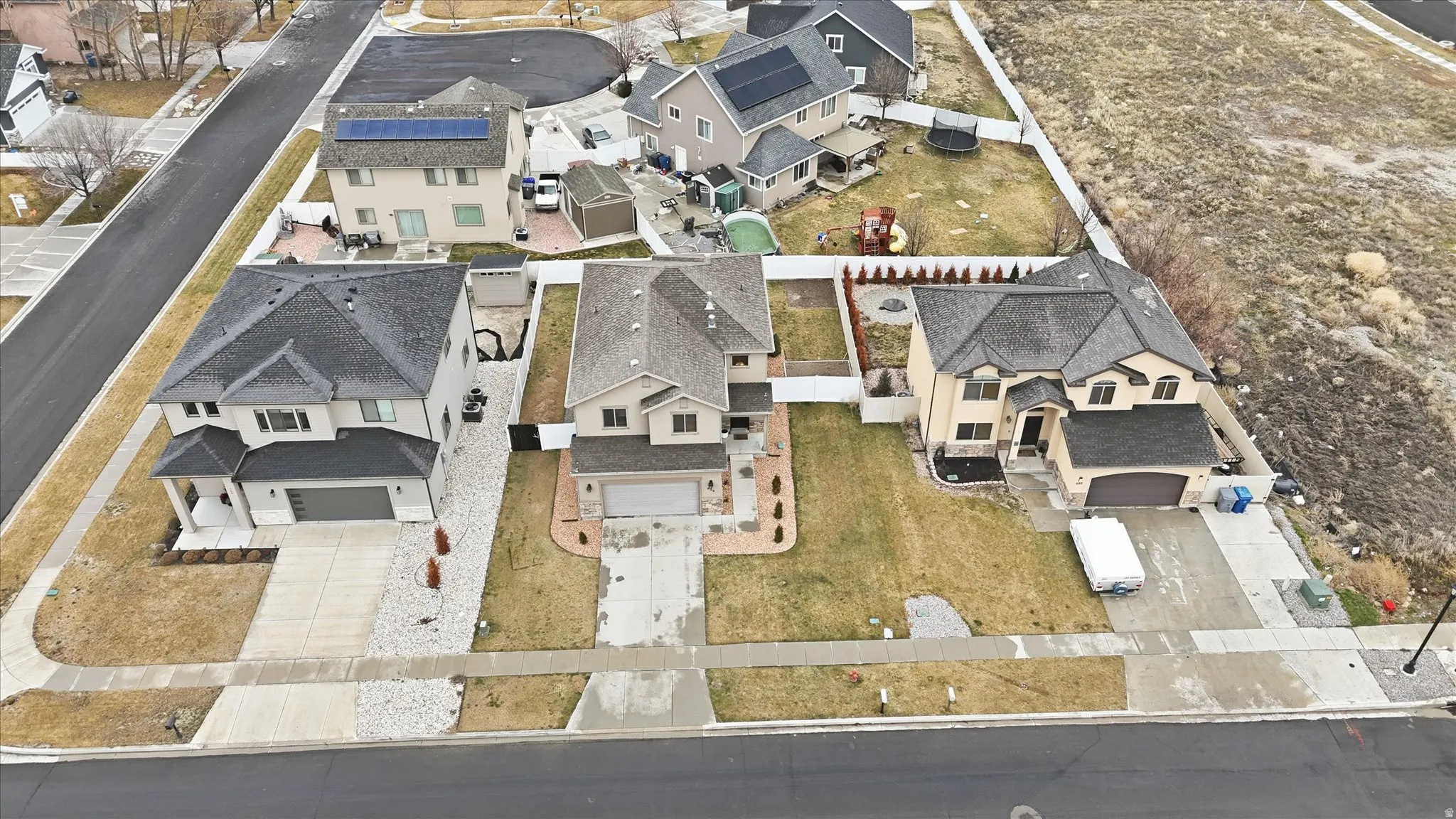 Aerial view of residential area